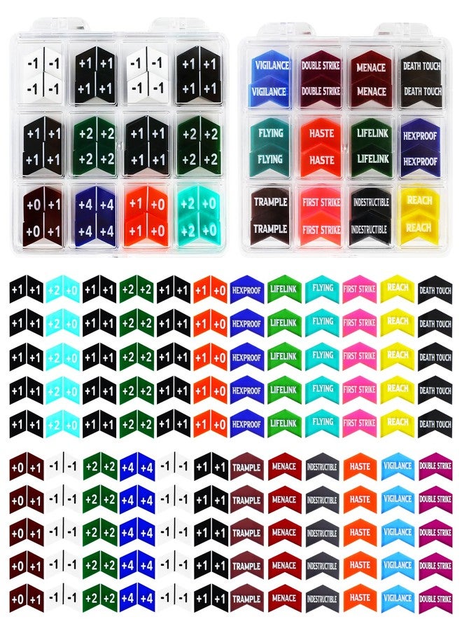 FourDragons 120PCS MTG Keyword Counters Buff Abilities Tokens for Magic Card Accessories, MTG Creature Stats Plus 1 Loyalty Life Counters Tokens for TCG CCG Magic Card Gaming Accessories - Image 1